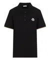 Moncler Black Cotton Short Sleeves Polo In Black