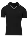 Moncler Cotton Piquet Pole With Logo Patch In Black