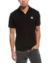 Moncler Logo Patch Cotton Piquet Polo Shirt In Black