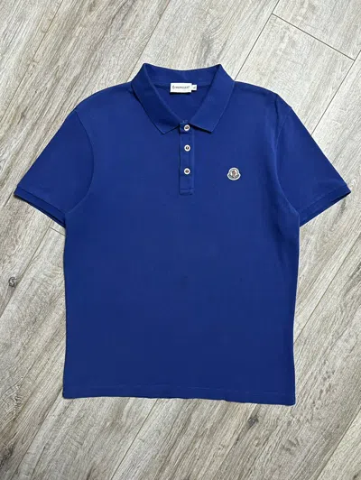 Pre-owned Moncler Polo Shirt Cotton Blue Short Sleeve Logo Patch