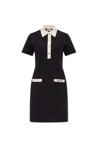 Moncler Cotton-blend Jersey Mini Dress In Blue