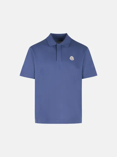 Moncler Kids' Polo Shirt In Blue Cotton