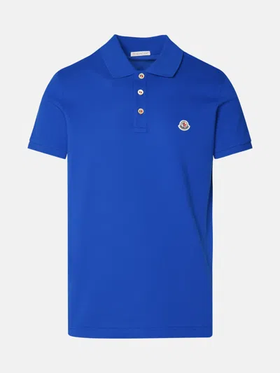 Moncler Polo Shirt In Blue Cotton