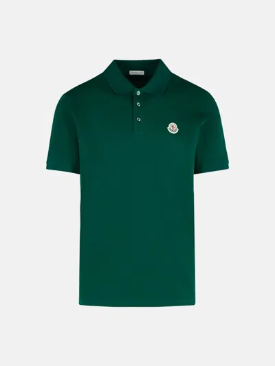 Moncler Polo Shirt In Green Cotton