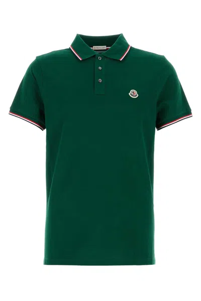Moncler Polo Shirt In Green Cotton In 875