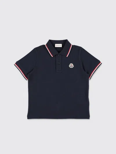 Moncler Kids' ポロシャツ  ボーイ カラー ブルー In Blue