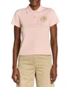 Moncler Logo Cotton Piquet Polo Shirt In Pink