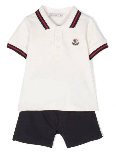 Moncler Kids' Polo Shirt Set In White