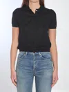 Moncler Polo Shirt With Embroidered Logo In Black
