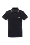 Moncler Dark Blue Logo Patch Polo Shirt In Blue