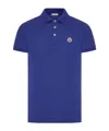 Moncler Cotton Polo Shirt With Logo Patch On The Front In Blue