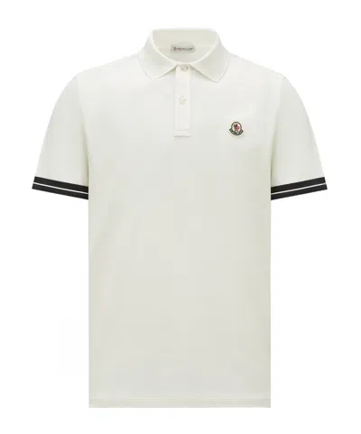 Moncler Polo Shirt With Lapel Short Sleeve In White