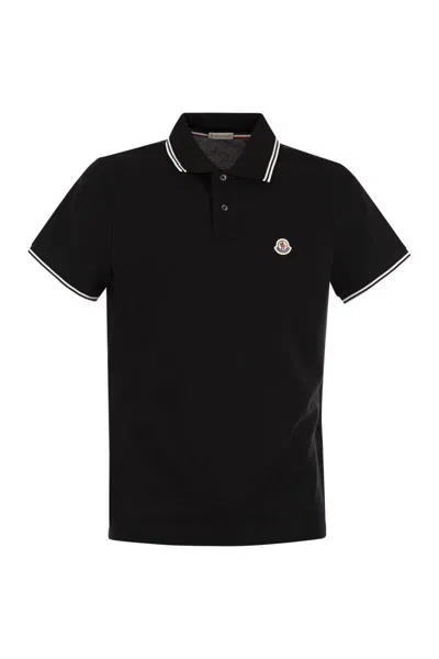 Moncler Polo Shirt With Logo In Black