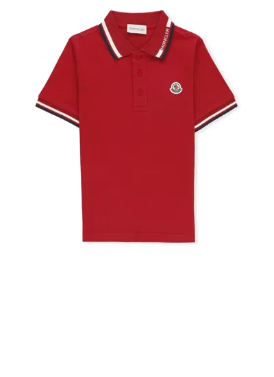 Moncler Kids' Polo Shirt With Logo In Red