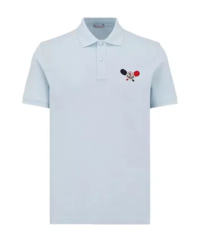 Moncler Polo Shirt With Logo Sticker In White