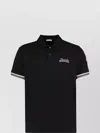 Moncler Polo Shirt With Side Slits And Ribbed Edges In Black