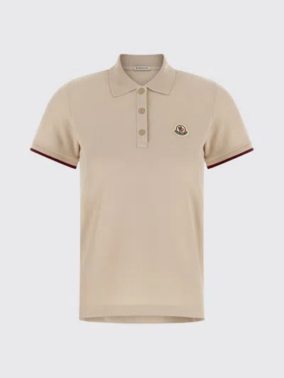 Moncler Beige Logo Patch Polo Shirt