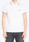 Moncler Cotton Piquet Polo Shirt With Tricolor Trim In White