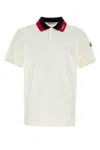 Moncler Cotton Polo With Black And Red Collar In White