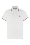 Moncler Classic White Cotton Polo With Signature Tri-color Trim In White