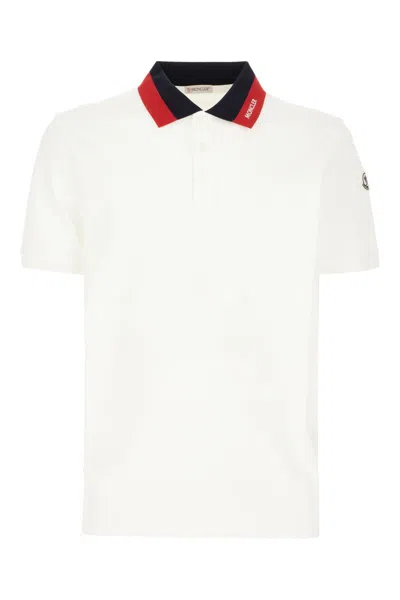 Moncler White Cotton Polo Shirt