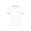 Moncler Classic White Cotton Polo With Signature Tri-color Trim