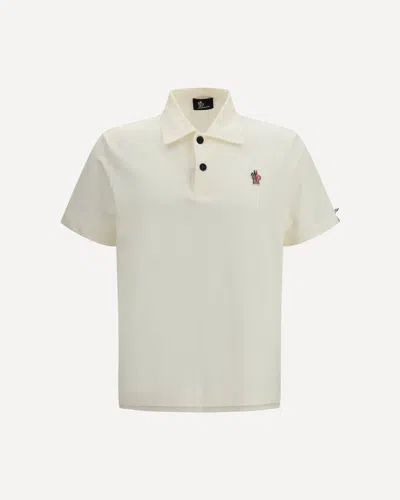 Moncler Polo With Logo Appliqué In White