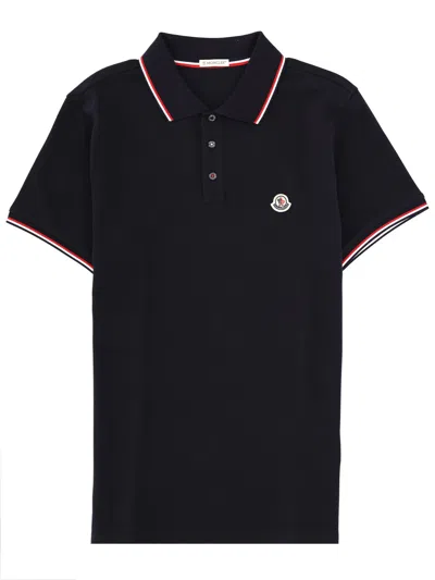 Moncler Polo With Logo In Black