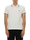 Moncler White Cotton Short-sleeved Polo T-shirt In White