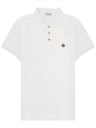 Moncler Polo With Logo In White