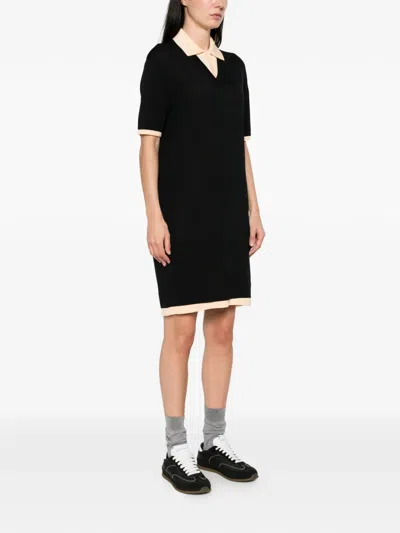 Moncler Polo-collar Mini Dress In Black