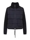 Moncler Black Paneled Down Jacket In Blue