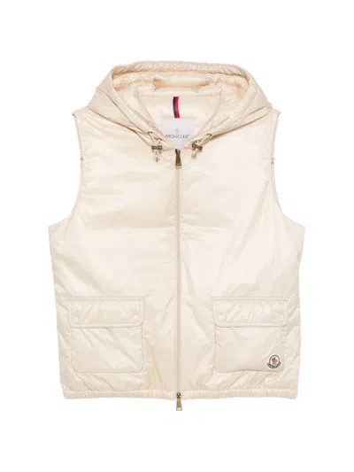 Moncler Polyamide Lansette Hooded Gilet Vest In White