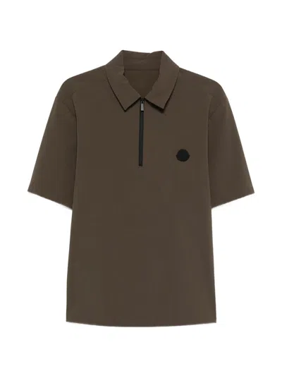 Moncler Polyamide Polo Shirt In Brown