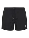 Moncler Logo Patch Detail Elastic Waist Swim Shorts In Black