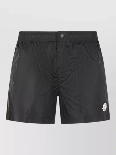 Moncler Polyamide Swimsuit Back Pocket Button Detail In Black