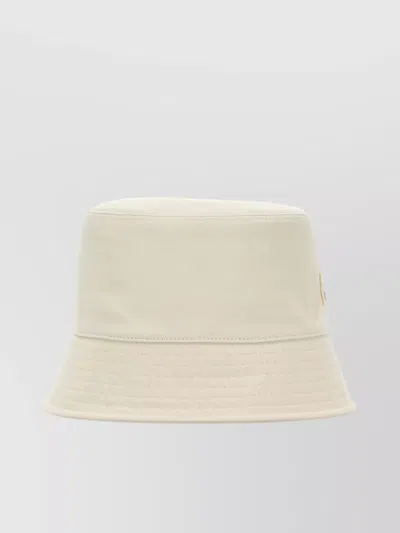 Moncler Polyester Blend Bucket Hat With Stitched Brim In White