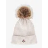 Moncler Pom-pom Ribbed Wool Beanie 4-10 Years Light Grey In White