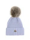 Moncler Pom Pom Wool Hat In Blue
