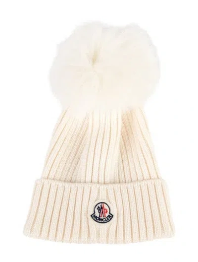 Pre-owned Moncler Babies' Pom-pom Accent Beanie In Neutrals