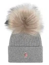 Moncler Shearling-trimmed Cashmere Beanie In Grey