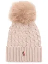 Moncler Wool Cashmere Beanie With A Shearling Pom In Pink