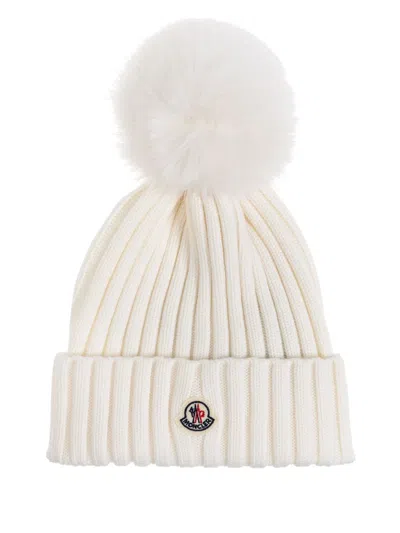 Moncler Pompom Beanie In White