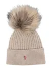 Moncler Pompom Cashmere Beanie Hat In Neutrals