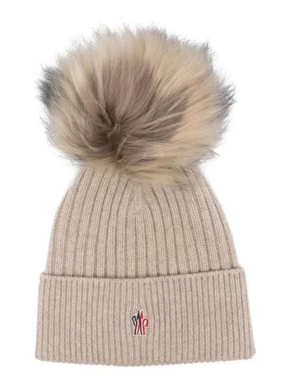Moncler Pompom Cashmere Beanie Hat In Neutrals