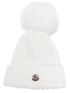 Moncler Pompom-detail Ribbed Beanie In Neutrals