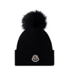 Moncler Pompom Ribbed Beanie In Black