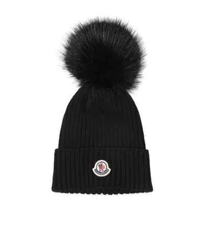 MONCLER MONCLER ENFANT POMPOM DETAILED KNITTED BEANIE