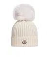 Moncler Pompom Ribbed Beanie In White