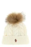 Moncler Braided Cap Featuring Pom-pom Detail In White